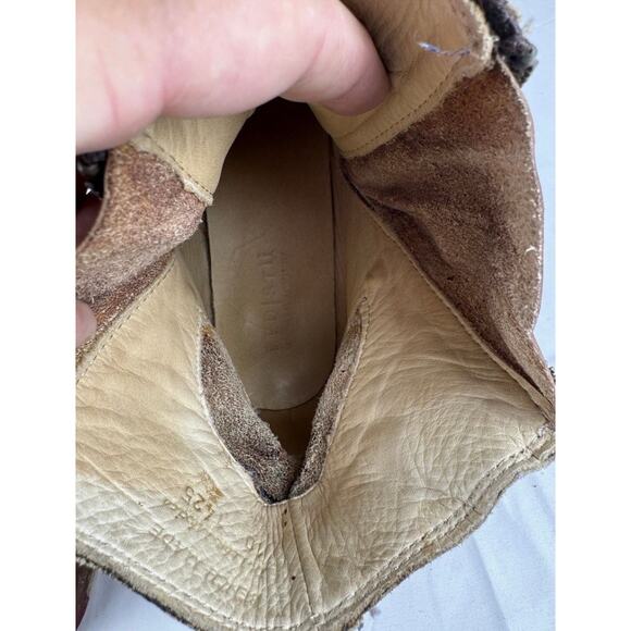 BED|STU Eiffel Women's Boots 10 Brown Distressed Leather Ankle Zip Red Soles - Picture 15 of 15